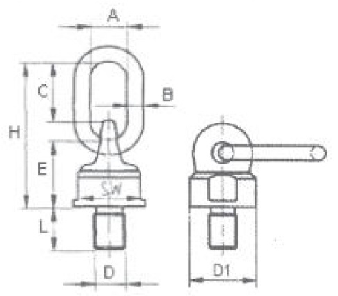 techn. Zeichnung drehbarer Anschlagwirbel